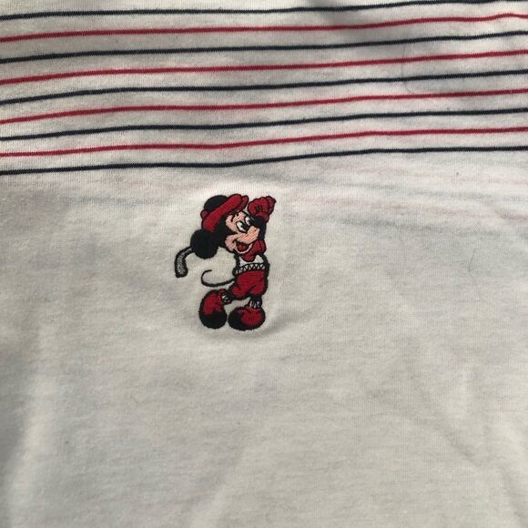 Vtg 80s Aureus Mickey Mouse Golf Short Sleeve Polo Shirt Medium Red White Blue - Picture 3 of 10